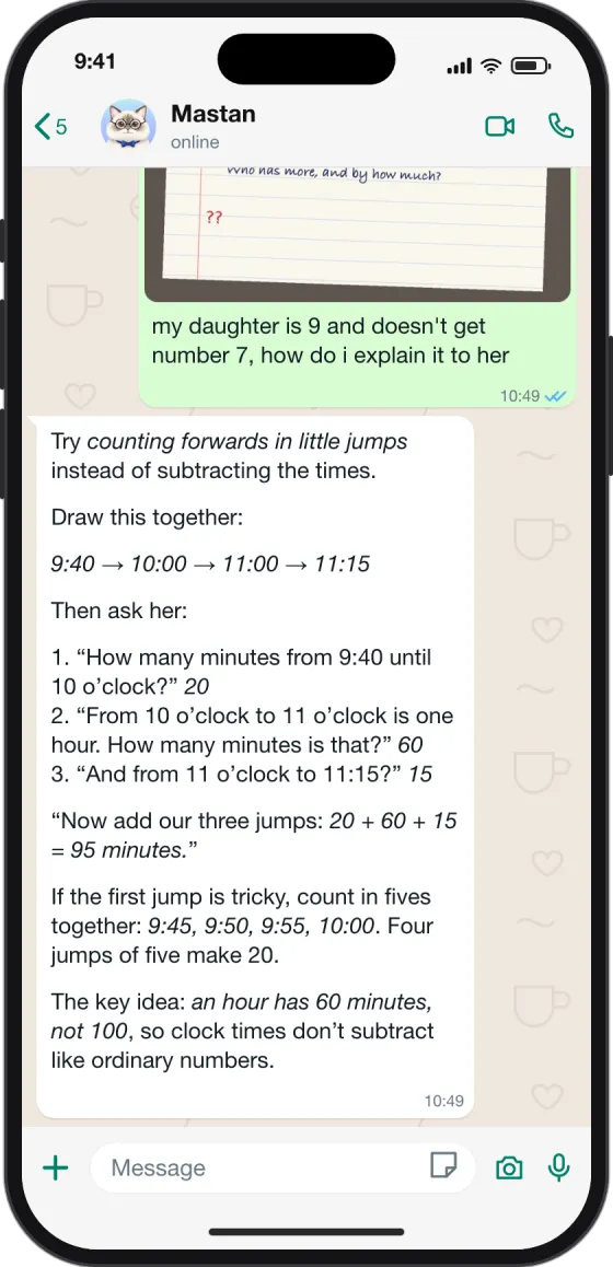 WhatsApp chat: Explain homework to your child