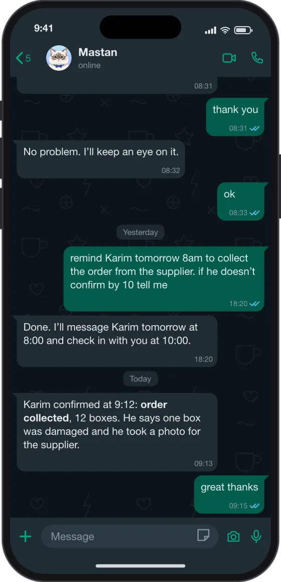 WhatsApp chat: Staff reminders, without chasing anyone