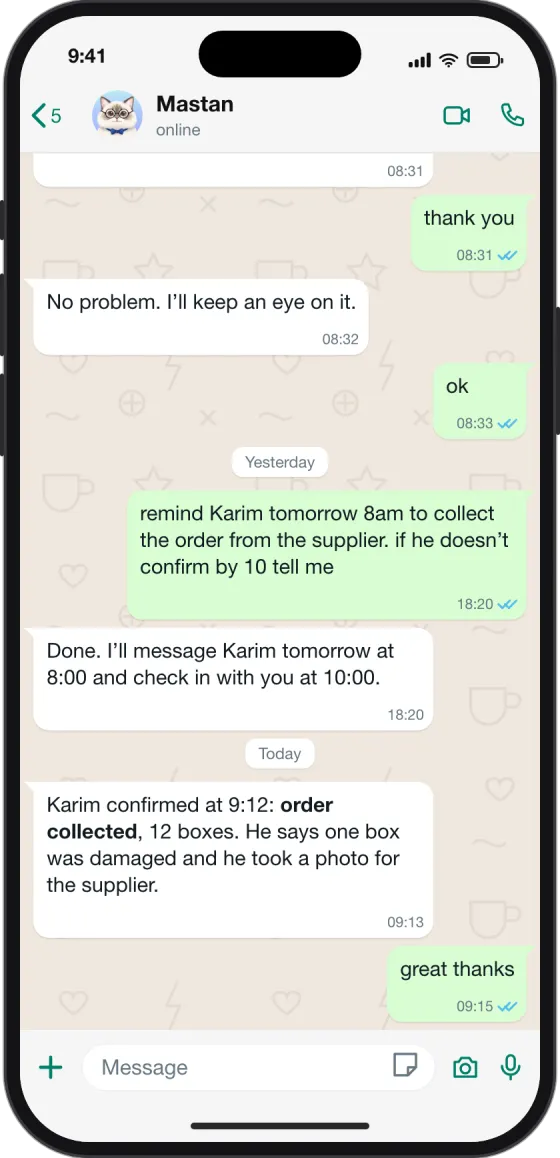 WhatsApp chat: Staff reminders, without chasing anyone