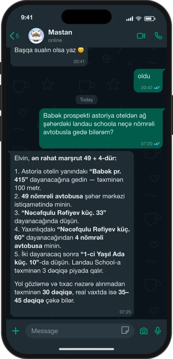 WhatsApp söhbəti: Hansı avtobusla gedim?