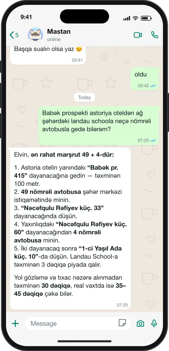 WhatsApp söhbəti: Hansı avtobusla gedim?