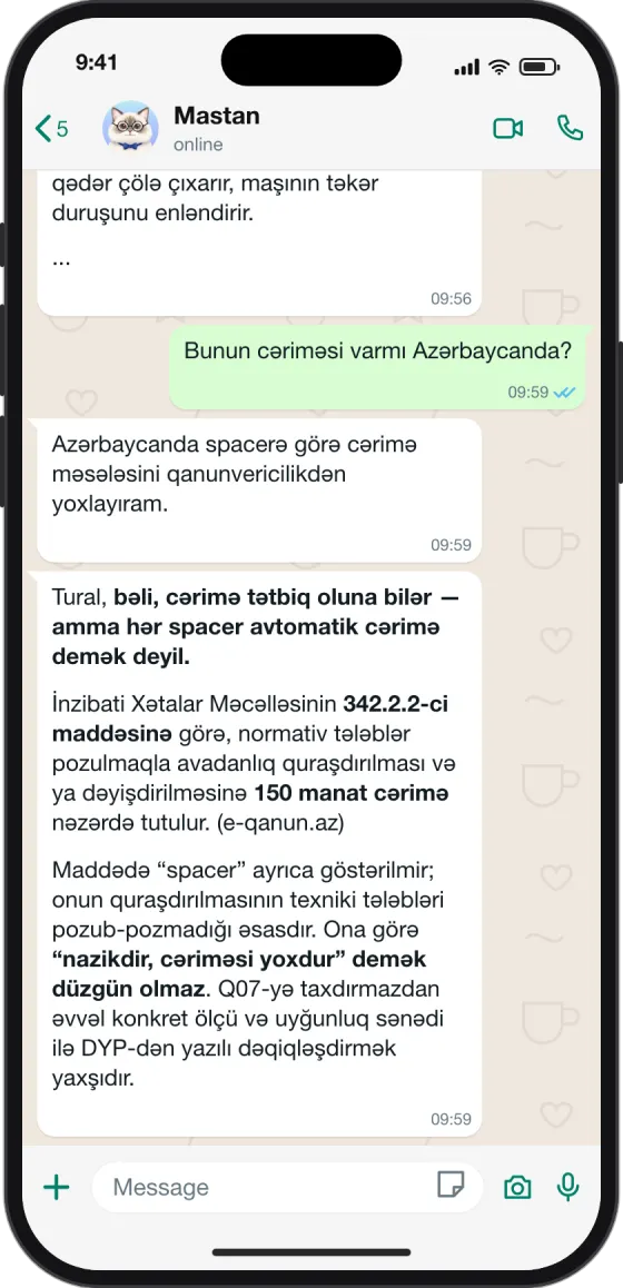 WhatsApp söhbəti: Spacer-ə görə cərimə var?